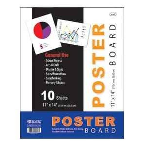Bazic Poster Board, 11 x 14 Inches, White, 5 sheets/Pack (Case of 48 packs)
