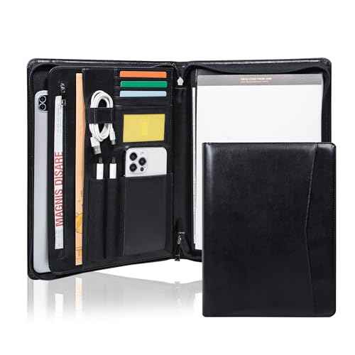 Business Vegan Leather Folder with Clipboards, Portfolio Binder Organizer, Business Portfolio for Men/Women, Zipper Portfolio Notebook, Binder with clipboard, Personalized Gift for Friends