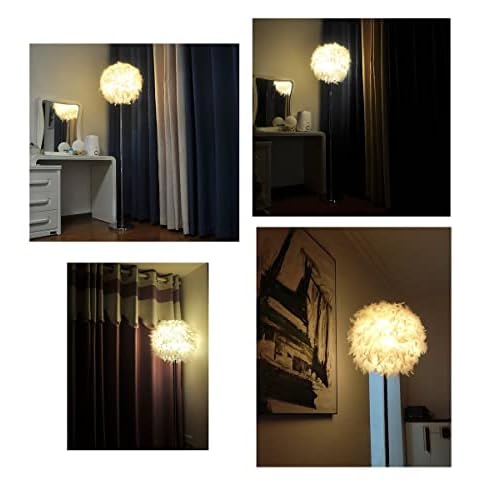 Floor Lamp, Elegant White Feather Standing Lamps with On/Off Switch
