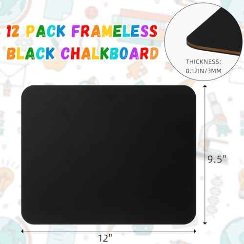 12 Pcs Chalk Board 9.5" x 12" Frameless Chalkboard for Kids Mini Wooden Chalk Board Small Chalkboard Signs Student School Supplies for Kids Classroom Home Office Restaurant