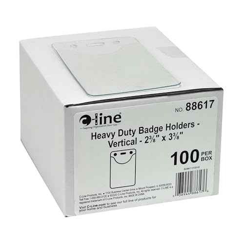 C-Line Heavy Duty Vinyl Badge Holders, Vertical, 2.38 x 3.38 Inches, 100 per Pack, Clear (88617)