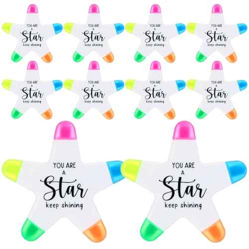 30 Pcs Star Pen Inspirational Christmas Gifts for Coworkers Students from Teacher Highlighters Brush Tip 5 Colors Markers Multicolor You're a Star Gifts Bulk for Office Supplies