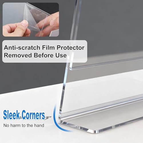 Seencool Slant 15 Pack Acrylic Sign Holders 8.5x11 Display Stands for Tabletop, Flyers, Menus, Office & Restaurant Uses