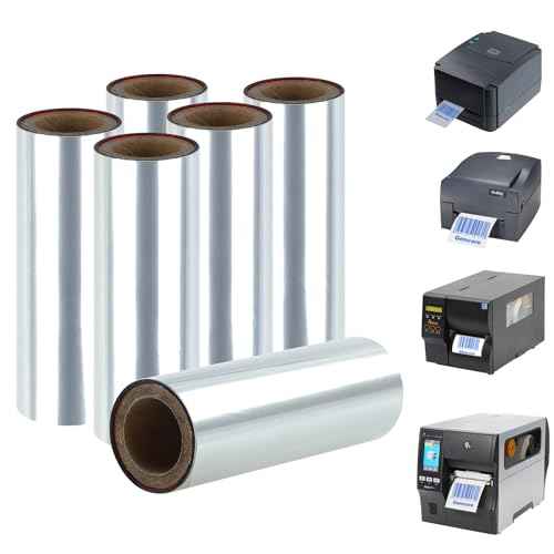 4.33'' x 328' Premium Resin Label Ribbon, Gcore 110mm x 100m Hot Stamping Ribbon, Thermal Transfer Ribbon, 1'' Core, Compatible with for Zebra TSC GoDEX Argox, 1 Roll, Metallic Blue Gold