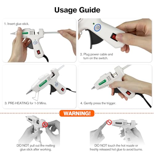 SHJADE White Mini Hot Glue Gun Kit with 30 Glue Sticks - Fast Heating, Safe & Easy Craft Tool