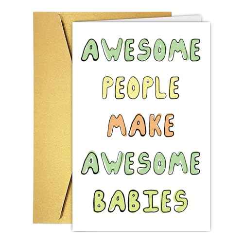 UUEFKTN Cute Baby Shower Card Gift for New Mum Dad Friend Him Her, Funny New Baby Arrival Expecting Card for Women Men, Congratulations Pregnancy Gift