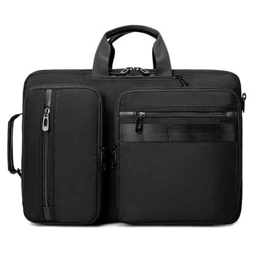 3 in 1 Laptop Bag for Men 17.3 Inch Laptop Backpack Computer Bag for Business/Work/Travel Convertible Backpack Messenger Shoulder Bag for Men Women Black