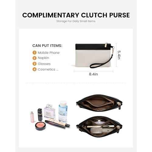 LOVEVOOK Laptop Tote Bag For Women 17.3 Inch Stylish Leather Work Tote Bag Purse Large Capacity And Waterproof Computer Briefcase For Business Office Travel, White-Black