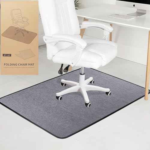 TPU Anti-skidding Office Chair Mat for Hardwood Floor & Carpeted,36'' x 48'' Floor Protector for Rolling Chairs,Heavy Duty Folding Chair Mat for Home and Office Floor Mat (Light Grey)