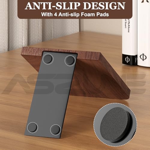 Square Black Walnut Wooden Book Ends 1Pair Heavy Duty Non-Slip Shelf Support