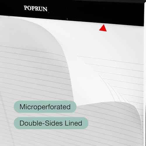 POPRUN White Legal Pads 8.5 x 11.75 College Ruled, 100GSM Writing Paper Pad, Bulk Lined Notepad Notebooks for Work School, Classroom Office Supplies, 6 Pack