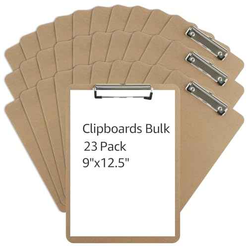 MIVIDE Clipboards, 23 Pack Hardboard Office Wood Clipboards Bulk, Letter Size Clipboard with Low Profile Clip, Clipboard with Hang for Classroom, School, Home, Office Supply