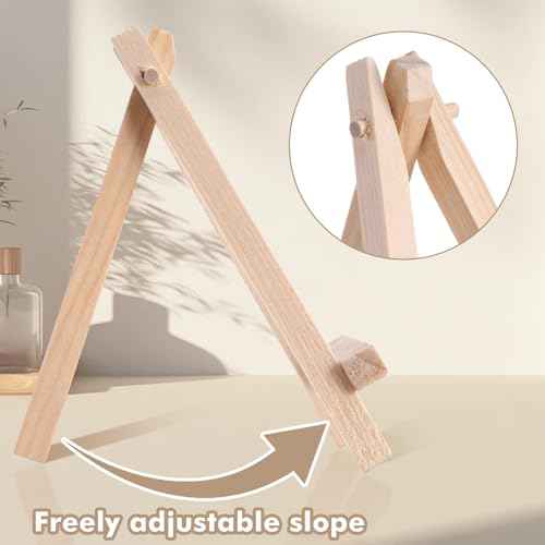100 Pieces Mini Wood Easel Stands 5 Inch Small Wooden Canvas Easels Display Art Craft Tripod Painting Easels Tabletop Holder for Artist Crafts, Business Cards, Photos, Gift