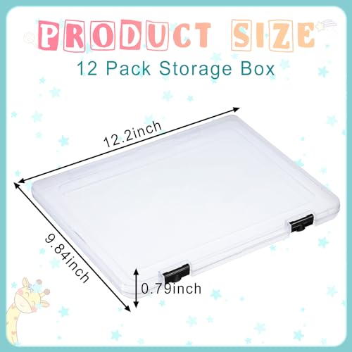 Cholemy 12 Pcs A4 Project Case Clear Portable Scrapbook Paper Storage Box with Snap Tight Box Document Case Photo Storage Containers for Magazine, Office Supplies, School
