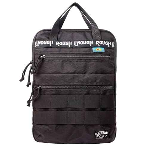 Rough Enough 14 Inch Laptop Sleeve Case Bag Tactical with Dual Compartments Luggage Strap Handle Weather Resistant for Travel Outdoor Adventures Black