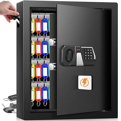 Nebakne 71 Keys Heavy Duty Fireproof Key Lock Box Wall Mount with Code & Hook Plates – Variation: 71 Keys