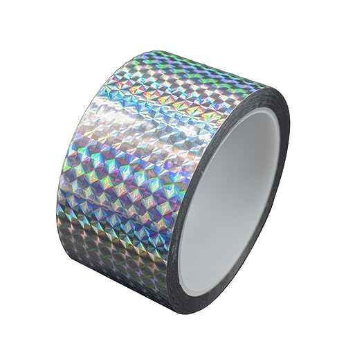 Self-Adhesive Holographic Reflective Tape Prism Tape Holographic Reflective Tape for Keep Birds Away, Craft Projects, DIY Art, Home, Daily Use (Silver, 2 Inch x 55 Yard)