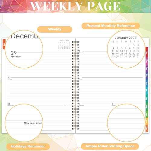2026 Planner - 2026 Planner Weekly and Monthly from January 2026 to December 2026, 9" x 11", Academic Planners 2026 with Inner Pocket, Colorful Coated Tabs