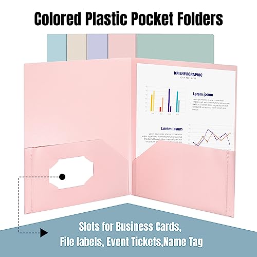 GNL Pastel Colors 5-Pack Heavy Duty 2 Pocket File Folders - Letter Size