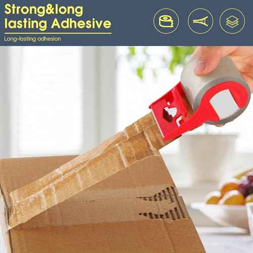 Noiseless Packing Tape, 6 Dispensered Rolls, Clear, 1.88" x 22.2yd, Strong Adhesive Tape for Moving, Shipping, Mailing & Packing Boxes