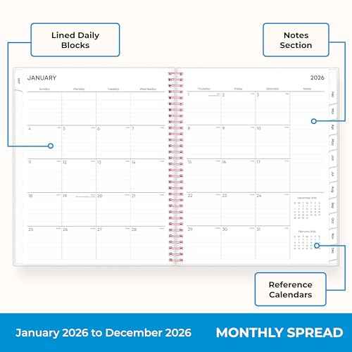 Blue Sky 2026 Weekly and Monthly Planner Calendar, January 2026 - December 2026, 8.5" x 11", Flexible Cover, Laminated Tabs, Durable Twin Wire Binding, Storage Pocket, Laurel