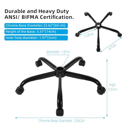 28-Inch Heavy Duty Chair Base with 5 Casters - Easy Assembly, XSZD