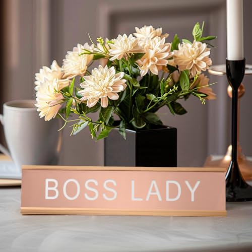 Toplusesse Boss Lady Desk Sign Rose Gold Office Decor Gift for Women - Funny Nameplate