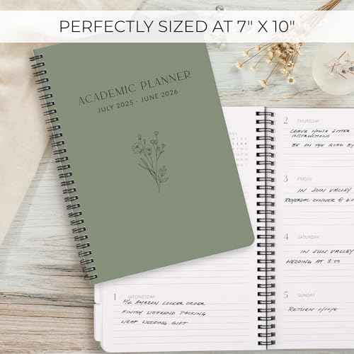 Aesthetic 2025-2026 Academic Planner - A Beautiful 7" x 10" Daily Planner for Women or Men with Weekly & Monthly Spreads For The 25-26 School Year - Runs From July 2025 - June 2026