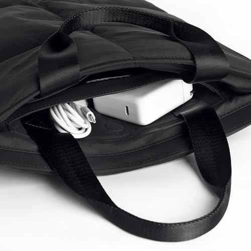 Comfyable Puffy Laptop Sleeve 15 16 Inch, Quilted Puffer Laptop Carrying Case with Handle, Pillow Case Compatible for MacBook Air 15" M4 2025 & MacBook Pro 16" 2024, Puff Cover, Black