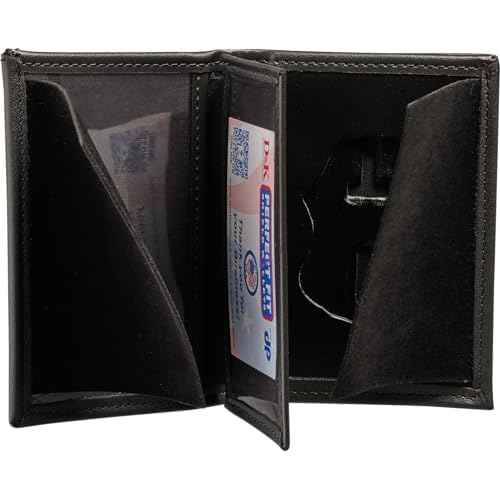 Perfect Fit CBP Bifold Wallet for US Customs Border Patrol Badge and I.D. Case Hidden Badge Wallet (Cutout PF-587) Black Leather