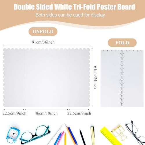 Outus 36 Pcs 24x36 Inch Trifold Poster Boards for Science Fair Displays