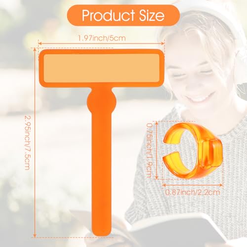 Tyqour 12pcs Dyslexia Reading Tools Set with Colored Overlays & Finger Pointers - White, Yellow, Blue, Red, Purple, Orange