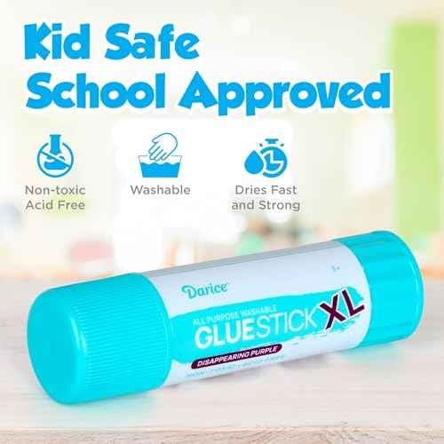 Darice Giant Disappearing Purple Glue Sticks, Large 115-gram Jumbo XL Glue Stick - Dries Clear, Washable, Non-Toxic - Classroom Back to School Supplies - 1 Pack 4.05oz