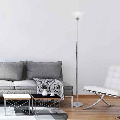 Simple Designs LF1052-SLV 70" Contemporary Classic Metal Uplight Floor Lamp, for Ambient Lighting, Living Room, Bedroom, Silver
