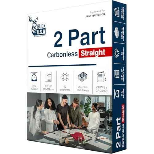 2 Part Straight NCR Carbonless Paper (5914), 8.5" x 11" Collated Paper, 1 Ream, 250 Sets, 500 Sheets, 92 Bright, CB White/CF Canary - Ideal for Laser/Digital Printers & Perfect for Quality Duplicates