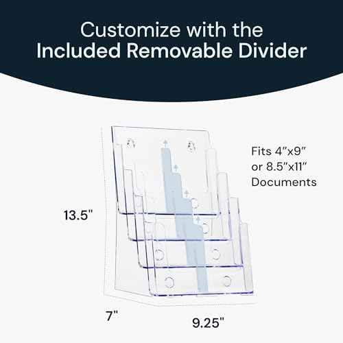 Acrylic Brochure Holder, 4 Tier Clear Literature - 8.5 x 11 inches, Pamphlet Holder, Wall Mount/Countertop Plastic Flyer Display Stand Organizer for Display Flyer, Booklet, Document