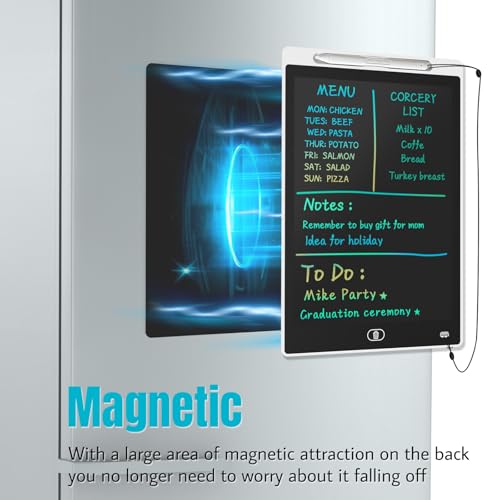 ONBUWWs Magnetic LCD Fridge Whiteboard - 9.8x6.7 inches, White, Dry Erase Memo Pad with Lock, Includes Pen & Stylus Slot, Blank Variant