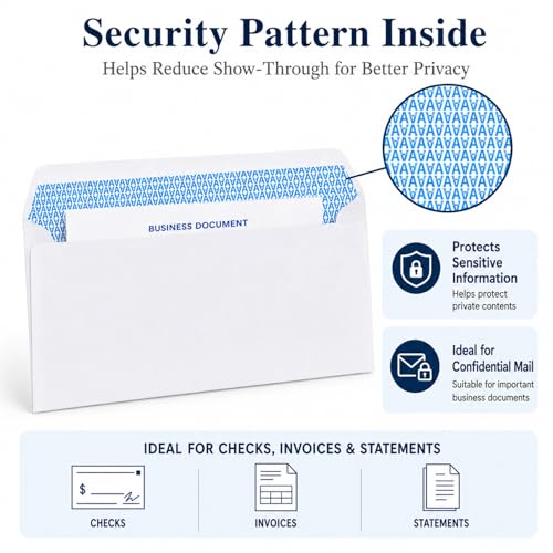 Envelopus White Self Seal Business #10 Envelopes 4 1/8 x 9 1/2 Inches, 120 Pack, No Window