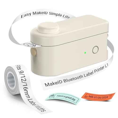 Makeid Label Makers, L1 Label Maker Machine, Portable Wireless Sticker Label Makers for Home, School, Office Use, Rechargeable Thermal Printer with Multiple Fonts, Templates - Beige, 300dpi
