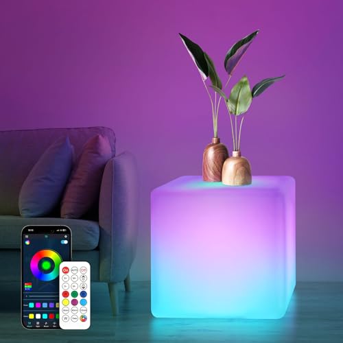 LOFTEK 12-inch Smart Cube Lights: RGBW 16 Million Colors Changing Floor Lamp with APP, Music Sync & Timer Night Lights for Living Room Bedroom Game Atmosphere(Corded Electric)