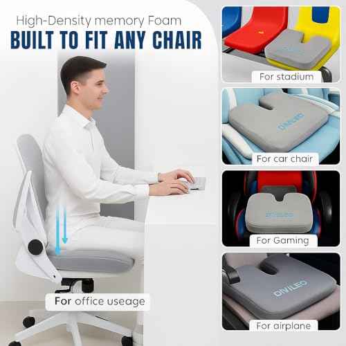 Orthopedic Seat Cushion for Tailbone & Sciatica Pain Relief ? Ergonomic U-Shaped Memory Foam Chair Pad for Office, Car & Home ? Coccyx Support, Back & Hip Comfort, Free Extra Washable Cover