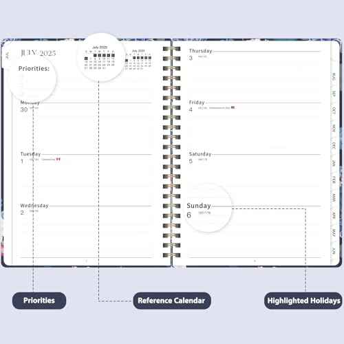 Academic Planner 2025-2026, Weekly and Monthly Agenda Planner, Daily Calendar Planning Notebook (July 2025 - June 2026), School Teacher Student Supplies, A5 (6.2" x 8.5")