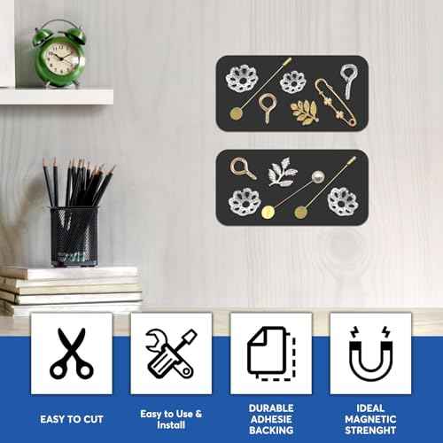 1"x3" Magnetic Strips, Fillet Corner Flexible Magnet Strip with 3M Strong Adhesive Backing, Magnets for DIY, Crafts, Fridge (75 x25 x 2 mm,12 pcs)