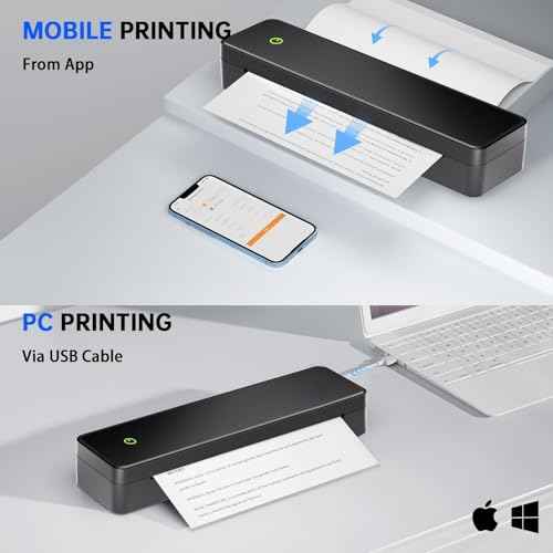Inkless Portable Printers Wireless for Travel, Inkless Printer, Tattoo Stencil Printer, Support A4&A5 & 8.5 x 11inch Thermal Paper & Transfer Paper for Office, Travel, Tattoo Artist