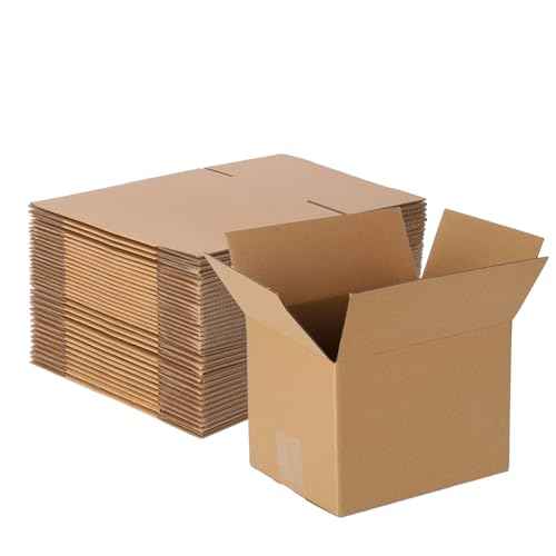 40 pack 8x6x6 inch Cardboard Box Mailers, Kraft Corrugated Mailer Cardboard Shipping Boxes For Small Business, Mailing, Packing and Storage