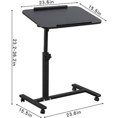 Laptop Table Mobile Adjustable Height Portable Desk Notebook Swivel PC Computer Rolling Desk with Wheels, Laptop Stand for Couch Bedside Hospital Bed Table