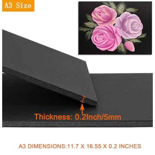 20 Pack 11.7"x16.5" Black Foam Board, 1/5"(5MM) Thick, A3 Size, Foam Core Backing Board Poster Foam Board Sheets for Presentations, School, Office & Art Projects