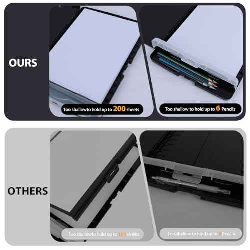 5 PCS Clipboard with Storage High Capacity Plastic Clipboard with Pen Holder Heavy Duty Nursing Clipboards Folder Side Opening Smooth Writing Clipboards with Low Profile Clip for for School & Office