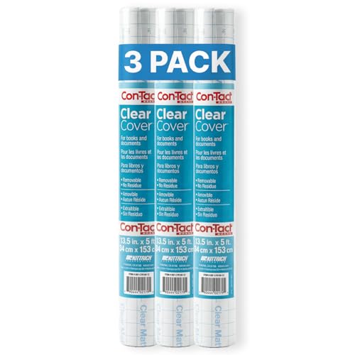 Con-Tact Clear Protective Book Cover Liners 13.5x5ft Pack of 3