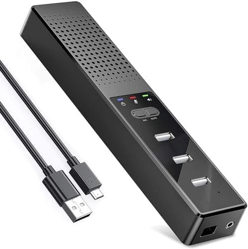 Cykvis 3 in 1 USB Computer Speaker with Microphone, PC Laptop Desktop Conference Speaker with Mic for Smart Home Office and Online Study，360 Degree Enhanced Voice Pickup, Noise Reduction (Classic)